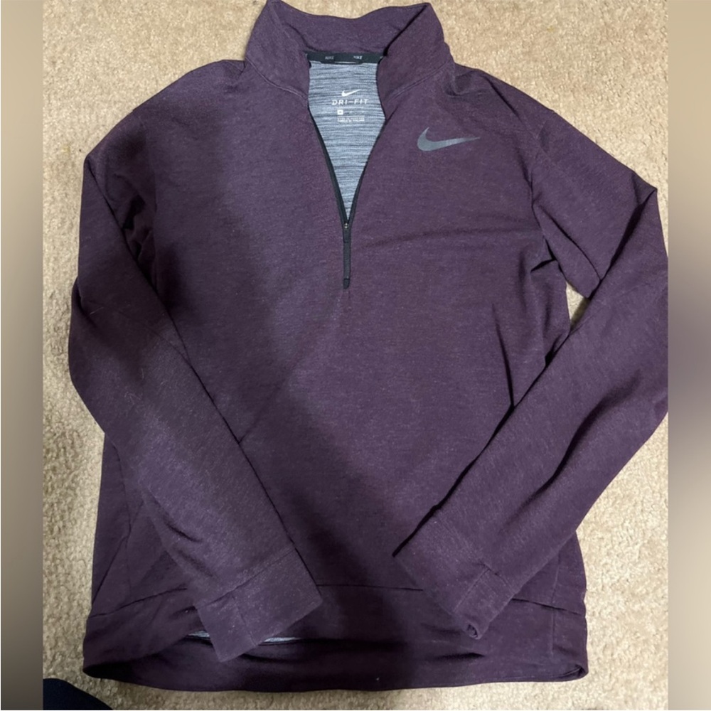 Nike Men's Dark Purple Zip-Up Sweater